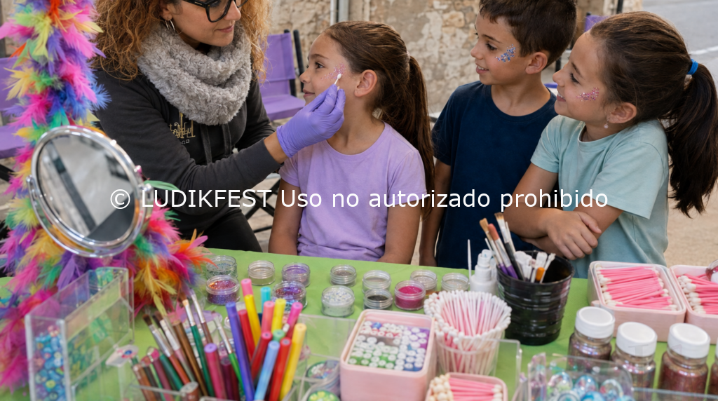 Zona de maquillaje infantil y glitter con productos homologados